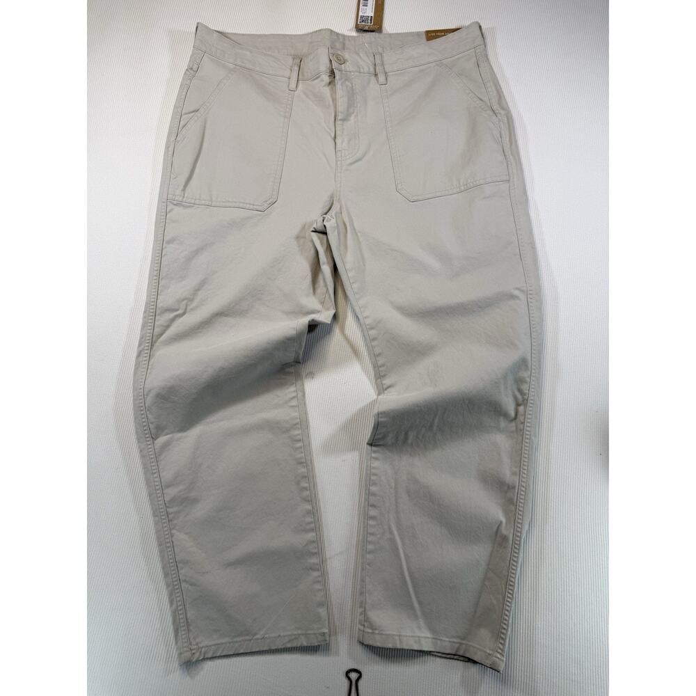 NWT Eddie Bauer Women’s Relaxed Stretch Pants Beige Size 16 Straight Leg